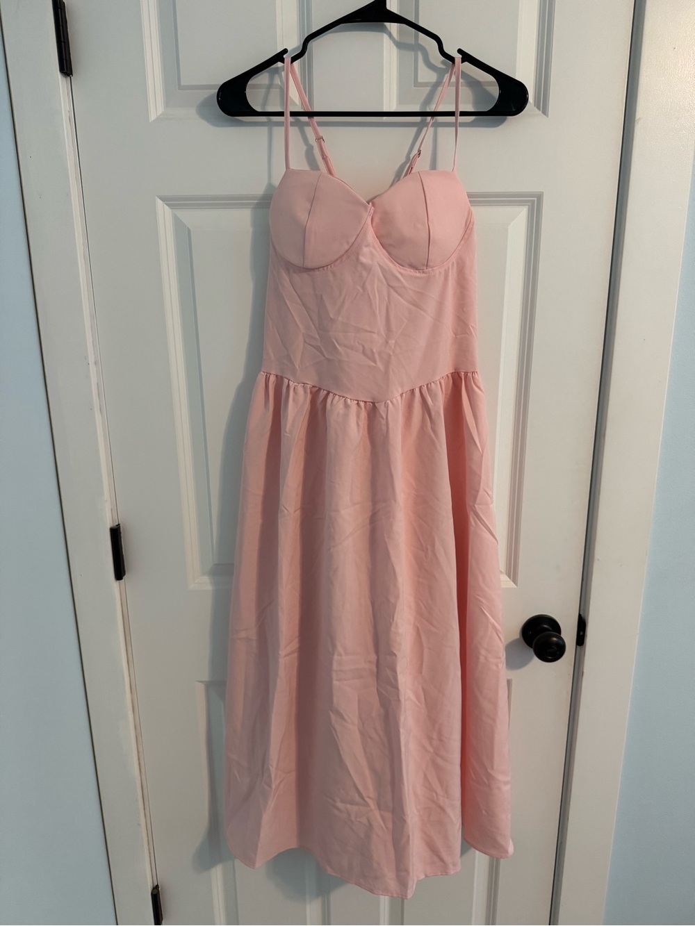 Women's Pink Slip Dress with Built-In Cups